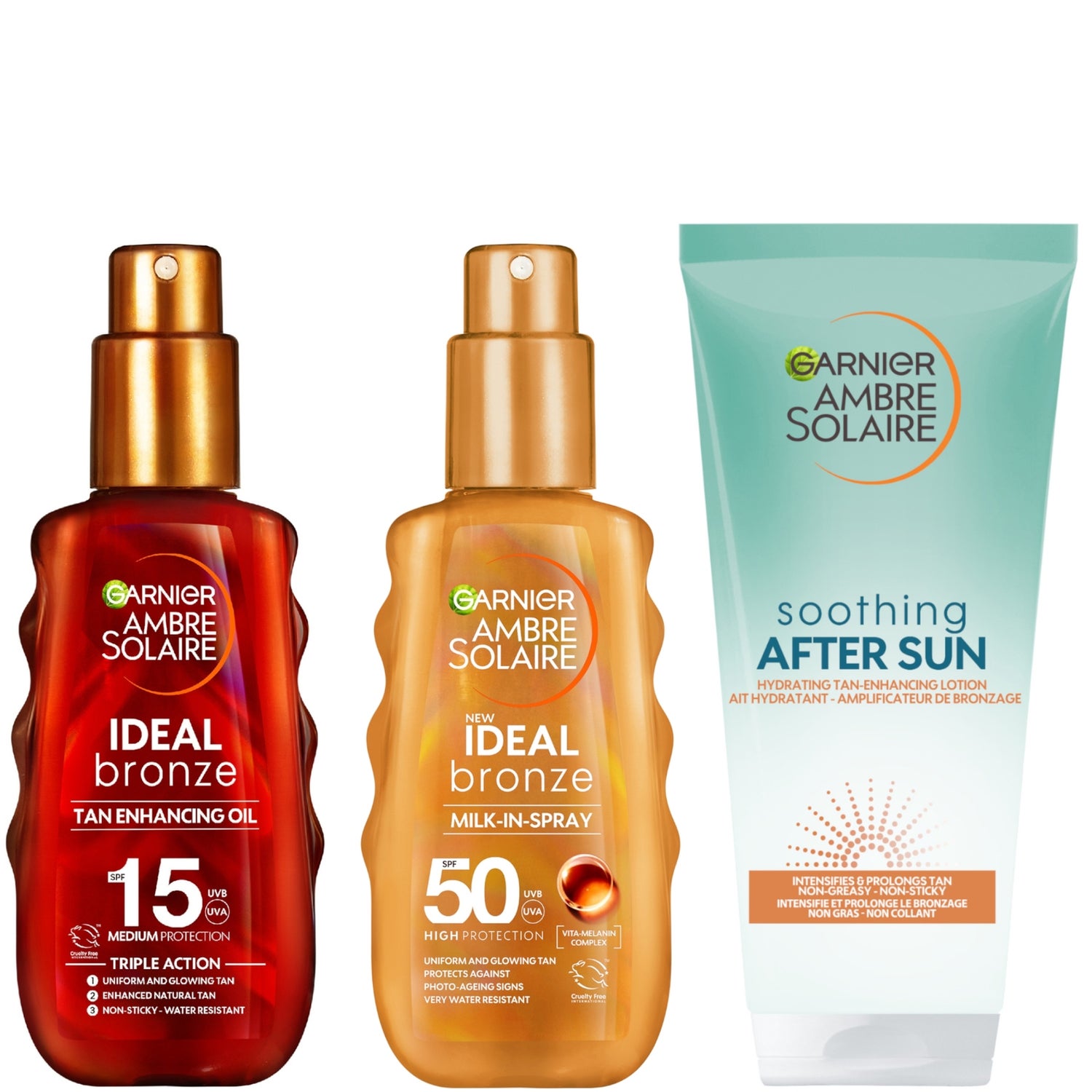 Garnier Ambre Solaire Ideal Bronze Tanning SPF30-50 Bundle