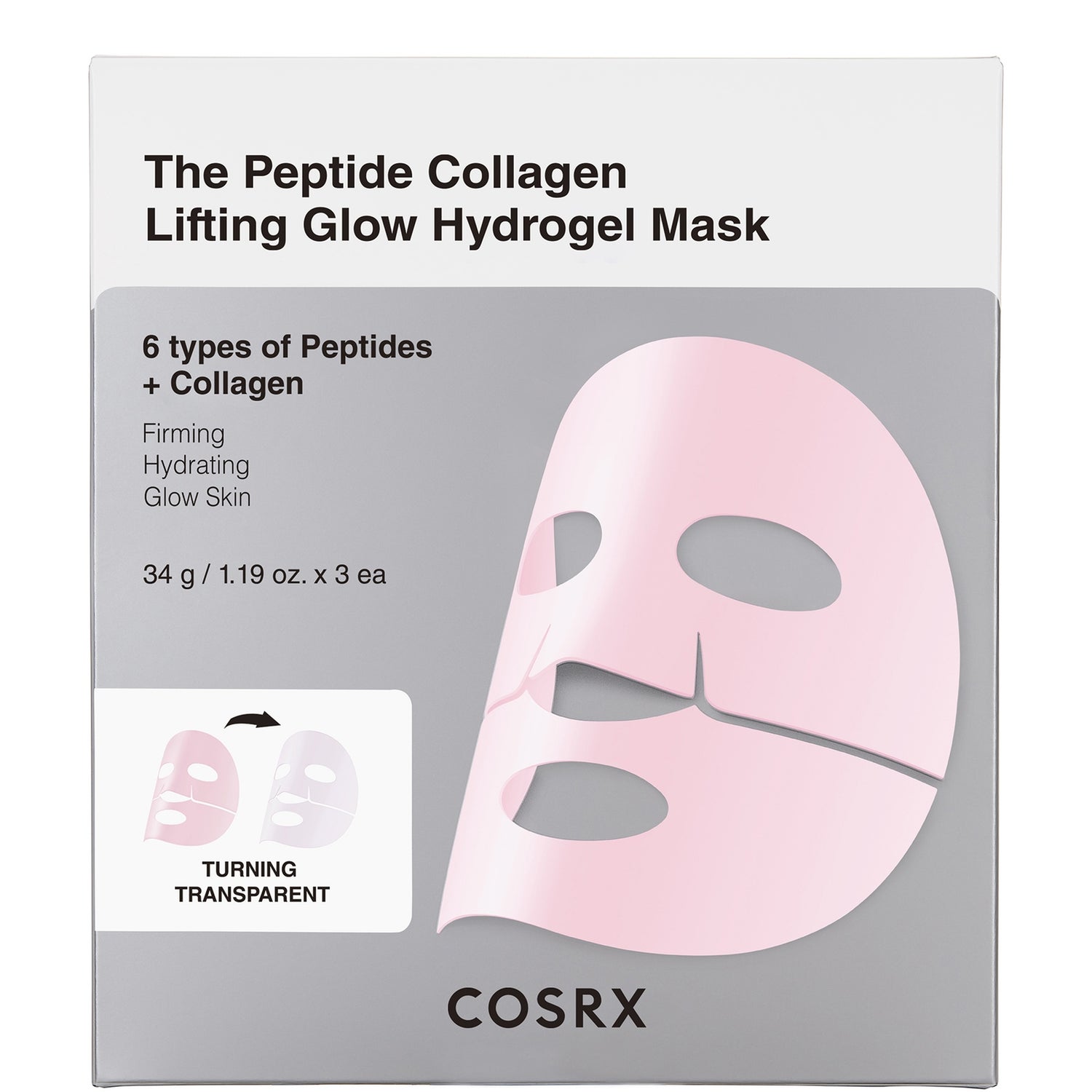 COSRX The Peptide Collagen Lifting Glow Hydrogel Mask 3EA