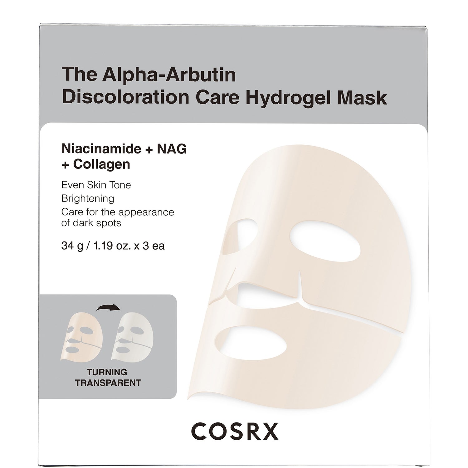 COSRX The Alpha-Arbutin Discoloration Care Hydrogel Mask 3EA