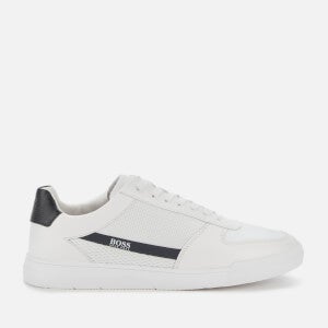 BOSS Business Men's Cosmopool Tenn Leather/Knit Trainers - White