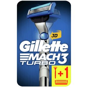 Gillette Mach3 Turbo 3D-Rasierer + 2 Rasierklingen