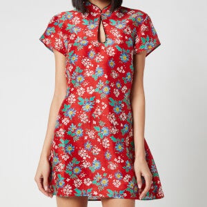 RIXO Women's Lolita High Neck Mini Dress - Garden Party Red