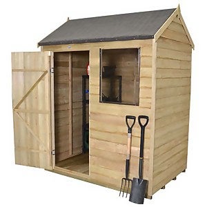 6x4ft Forest Wooden Overlap Pressure Treated Reverse Apex Shed -incl. Installation