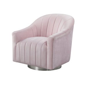 Tiffany Swivel Chair - Shell Pink - Velvet