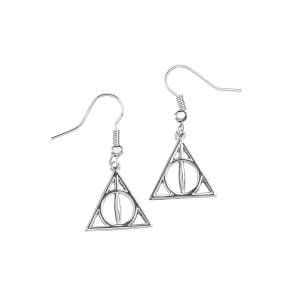 Harry Potter Deathly Hallows Drop Earrings - Sterling Silver