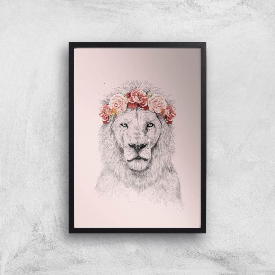 Balazs Solti Lion and Flowers Art Print