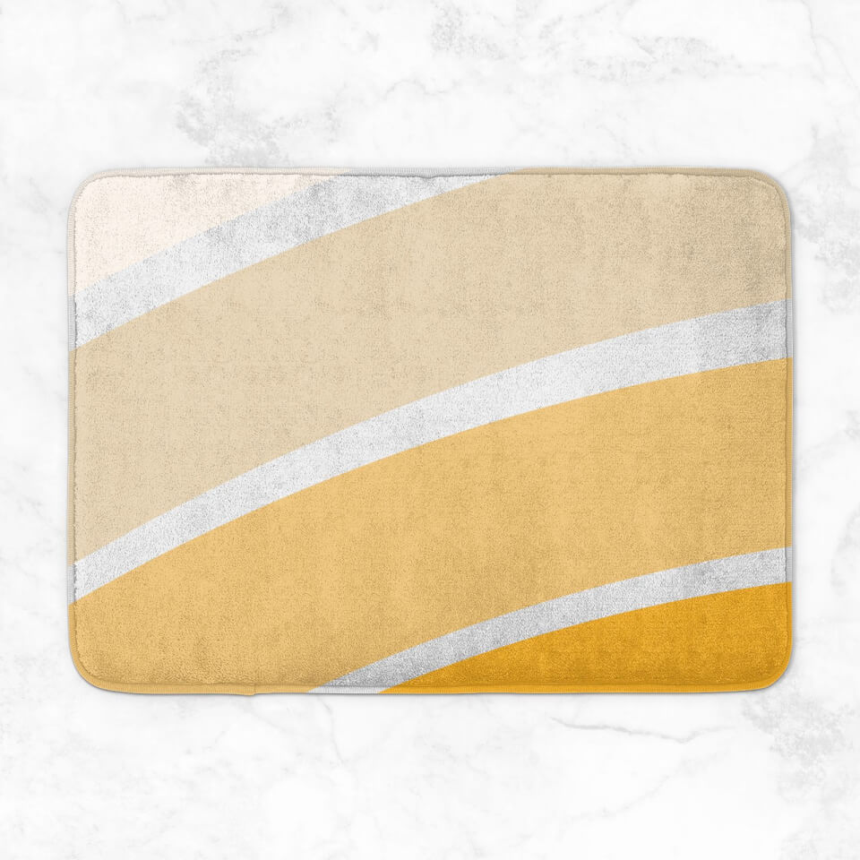 Rainbow Yellow Stripes Bath Mat