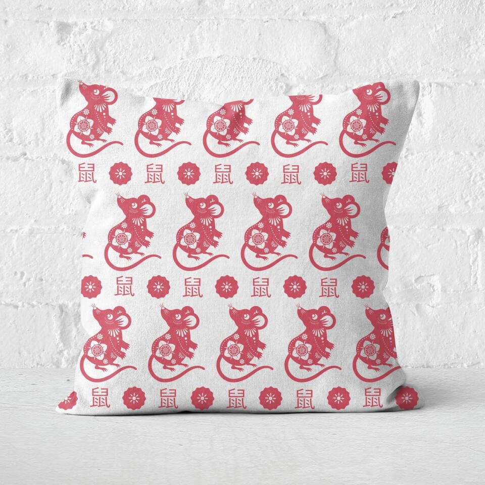 Repeat Chinese Rat Red Patterned Cushion Square Cushion