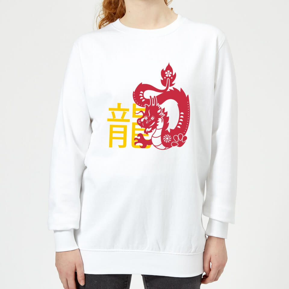 Chinese Zodiac Dragon Women's Sweatshirt - White