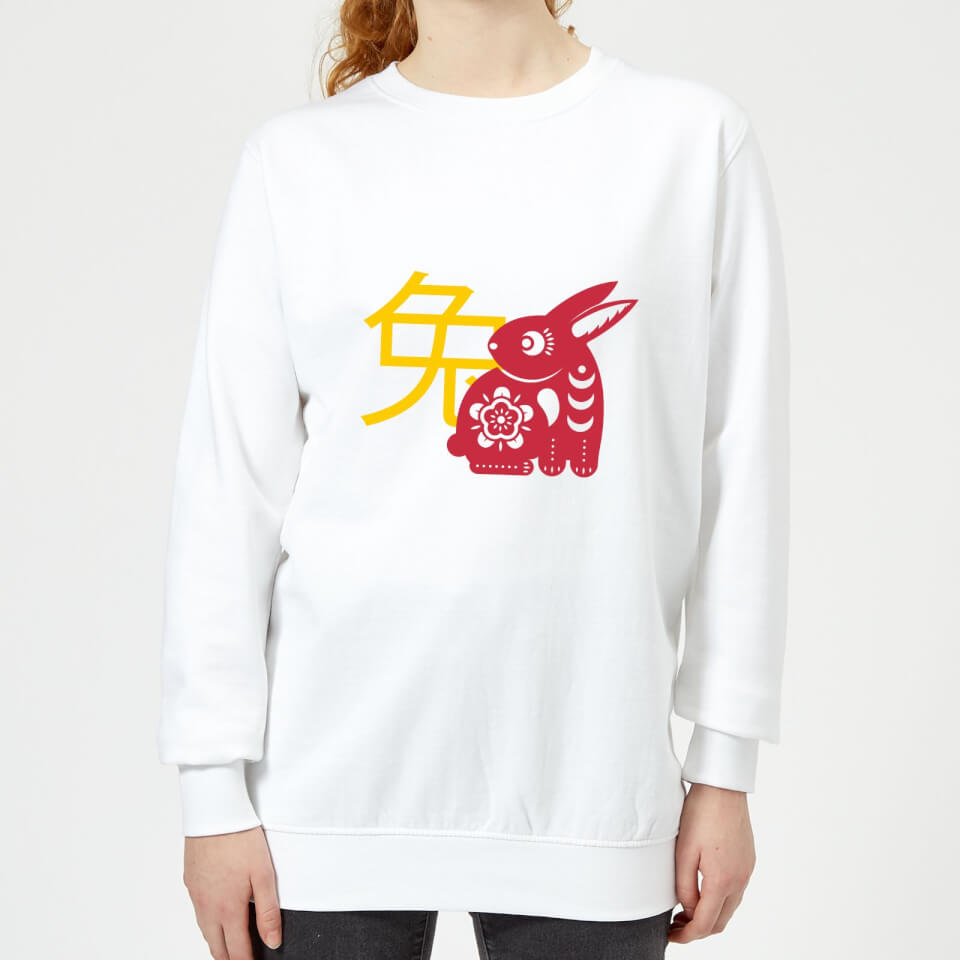 Chinese Zodiac Rabbit Women's Sweatshirt - White