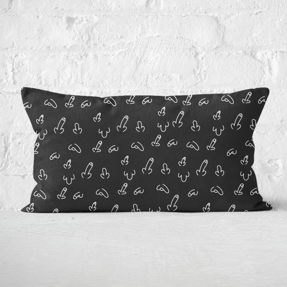 Black Willy Print Rectangular Cushion