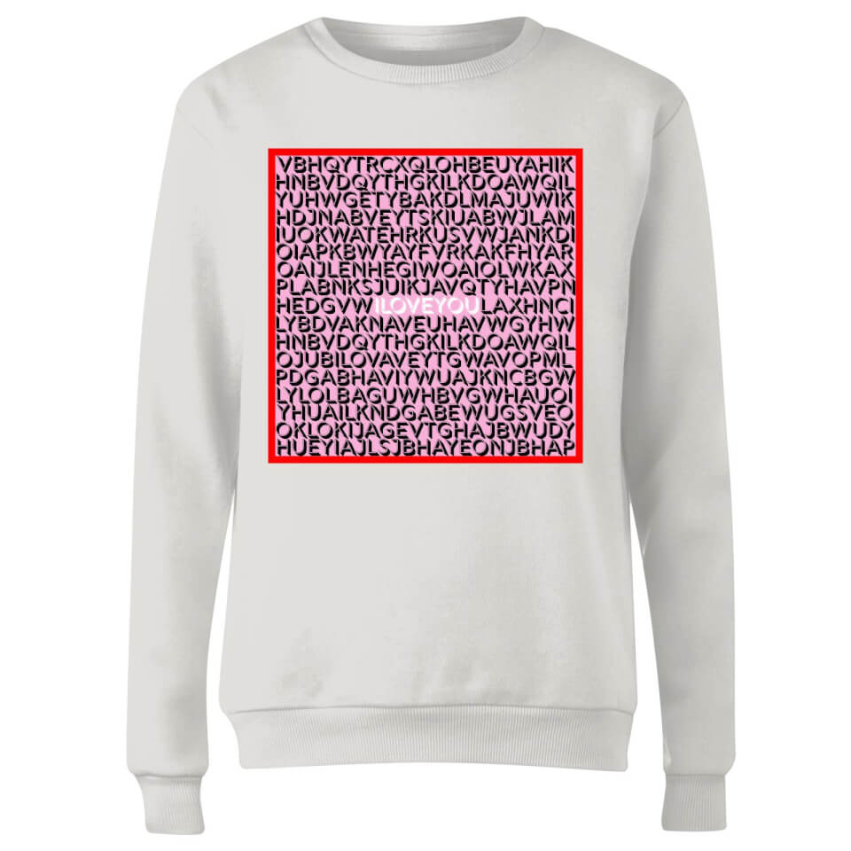 I Love You Word Search Women's Sweatshirt - White 2