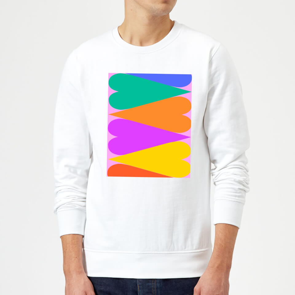 Large Rainbow Hearts Sweatshirt - White