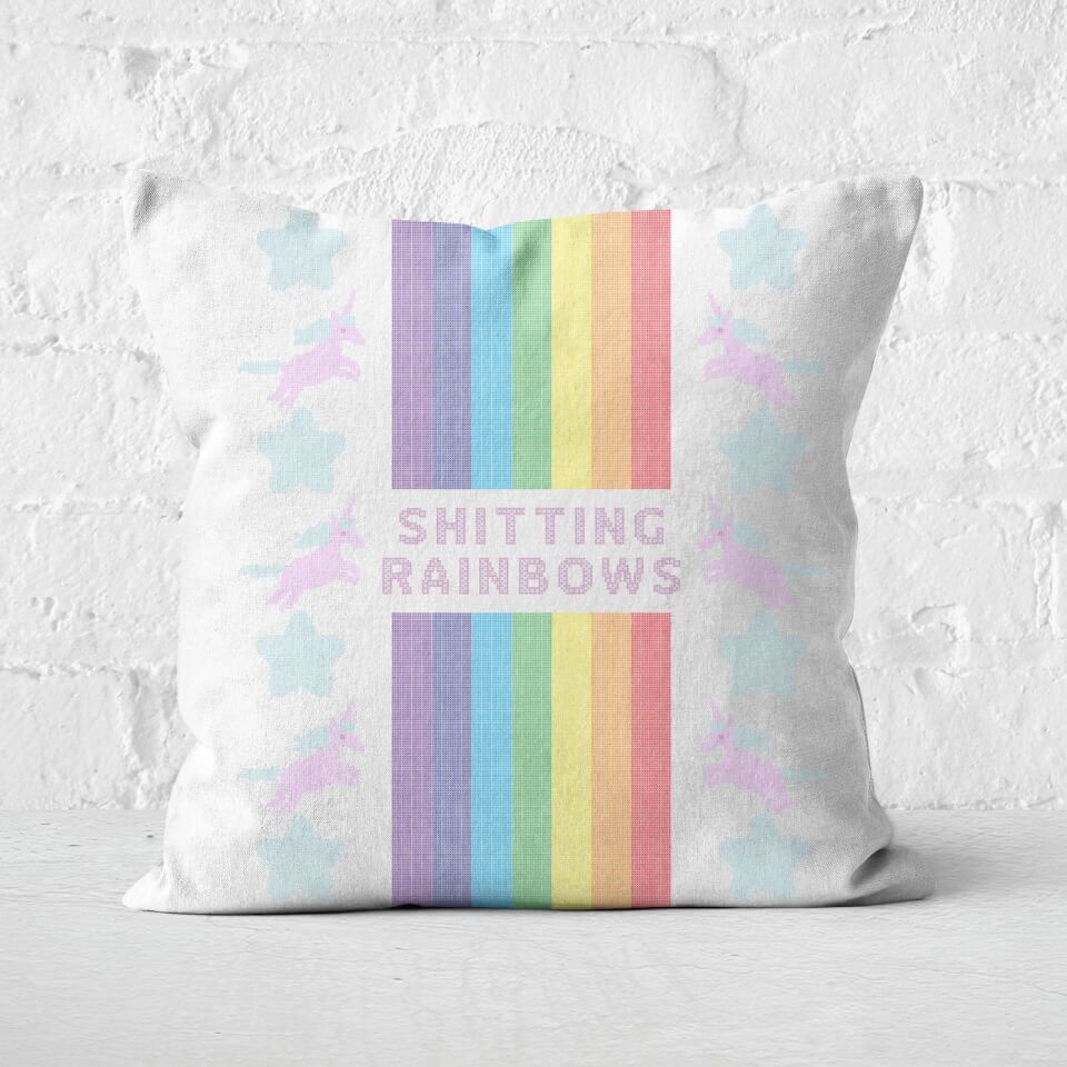 Shitting Rainbows Square Cushion