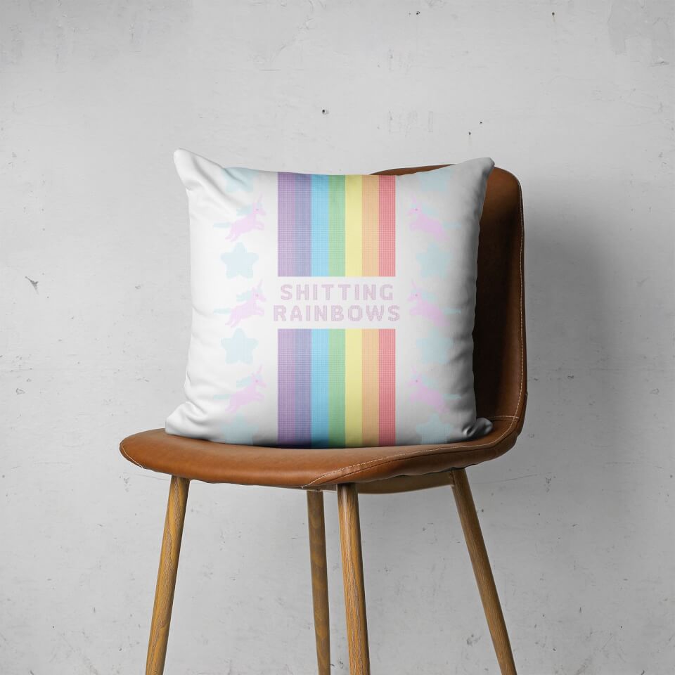 Shitting Rainbows Square Cushion 2