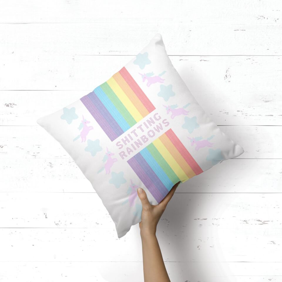 Shitting Rainbows Square Cushion 1