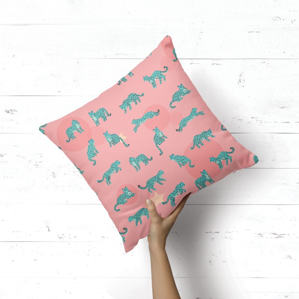 Cosmic Leopard Square Cushion 1
