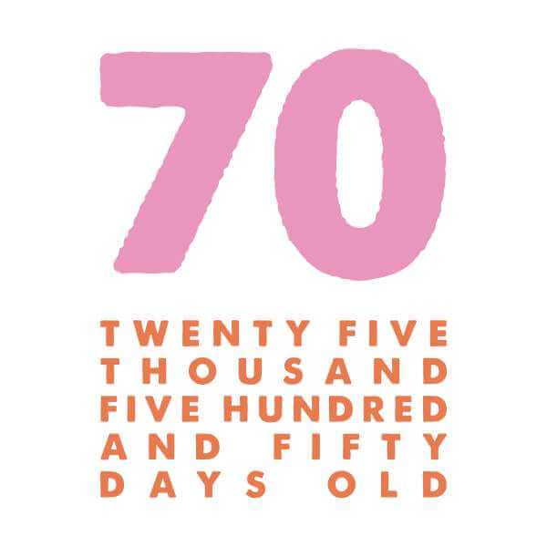 70 Twenty Five Thousand Five Hundred And Fifty Days Old Men's T-Shirt - White 0