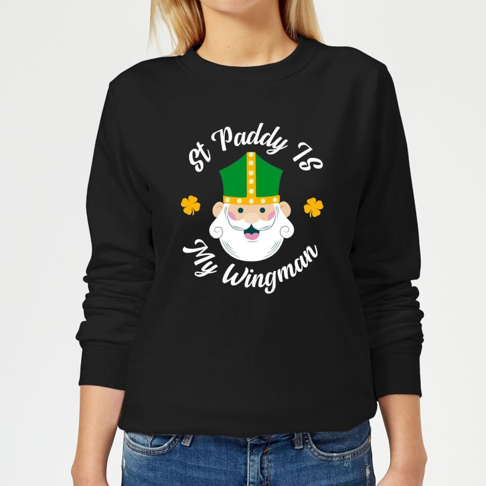 St Paddy Is My Wingman Women's Sweatshirt - Black