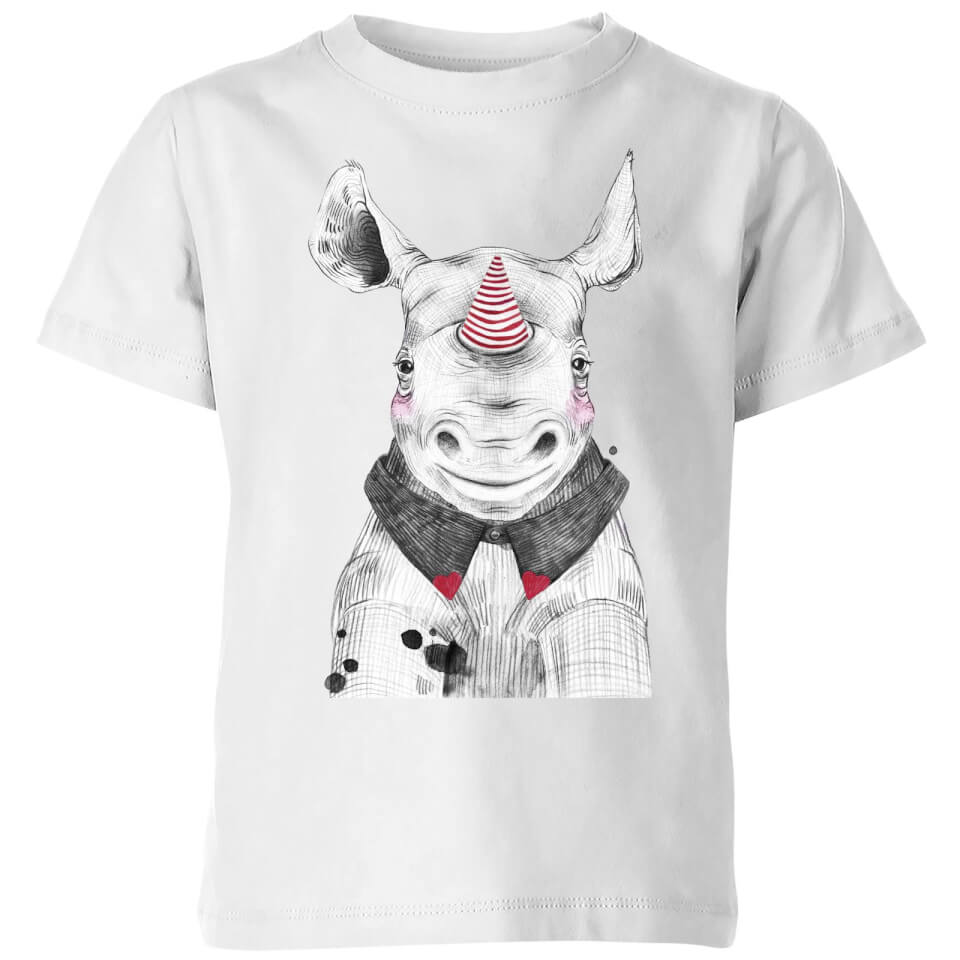 Clown Rhino Kids' T-Shirt - White