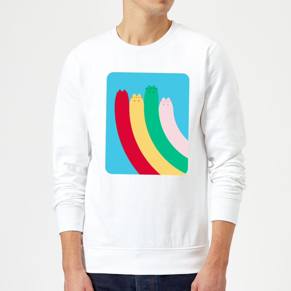 Pusheen Half Rainbow Rectangular Print Sweatshirt - White