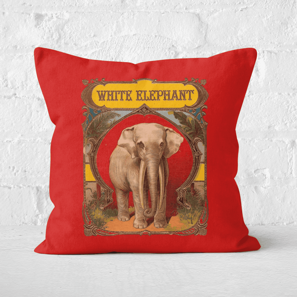 Pressed Flowers White Elephant Square Cushion