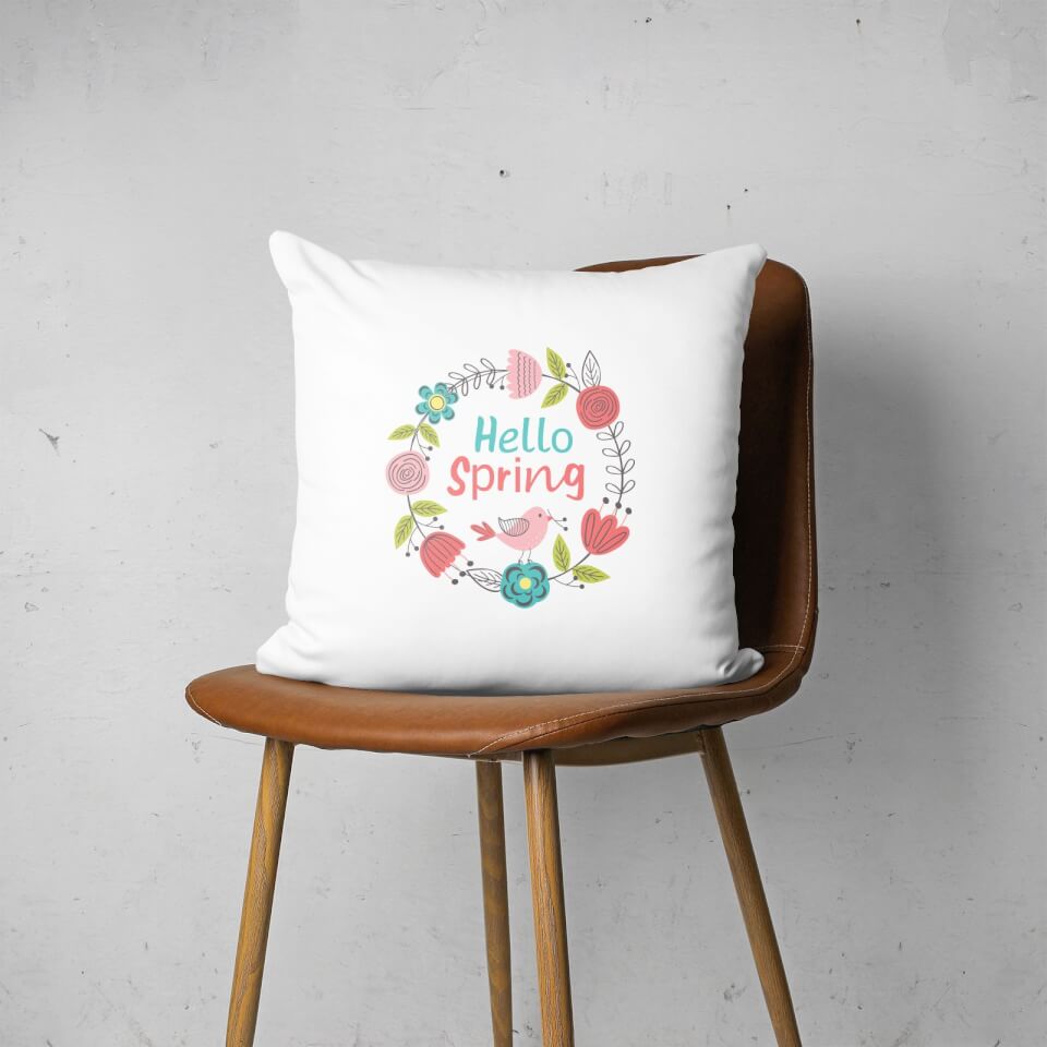 Pressed Flowers Hello Spring Floral Reef Square Cushion 2