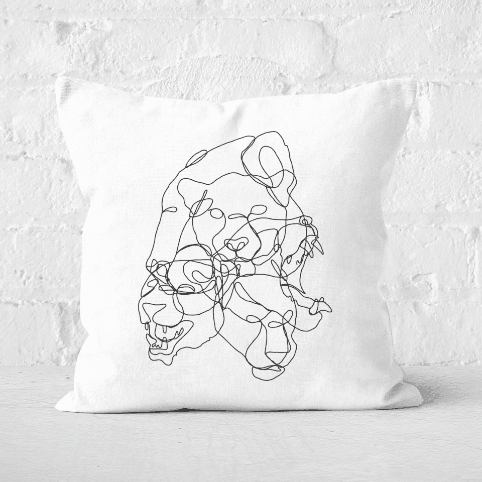 Pressed Flowers Leopard Scribble Square Cushion