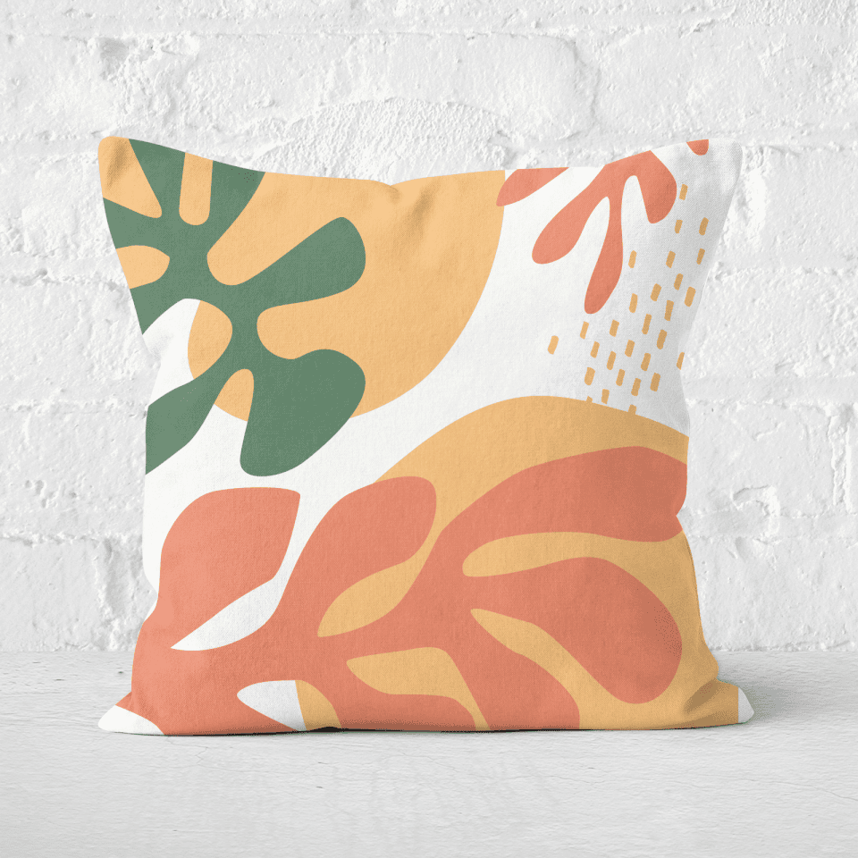 Pressed Flowers Mid Warm Leaf Pattern Square Cushion