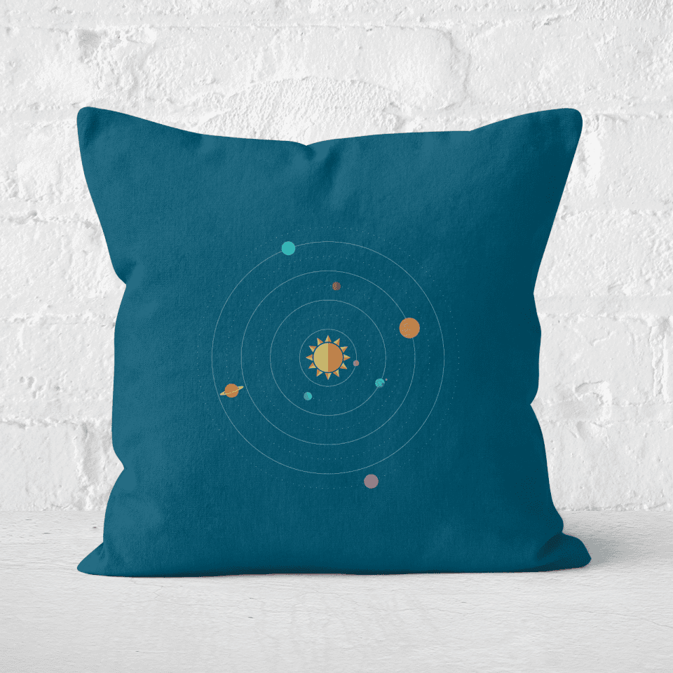 Pressed Flowers Solar System Square Cushion