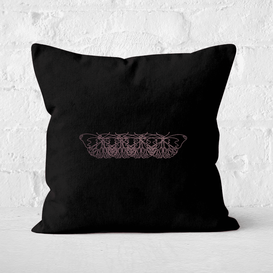 Pressed Flowers Butterfly Movement Square Cushion