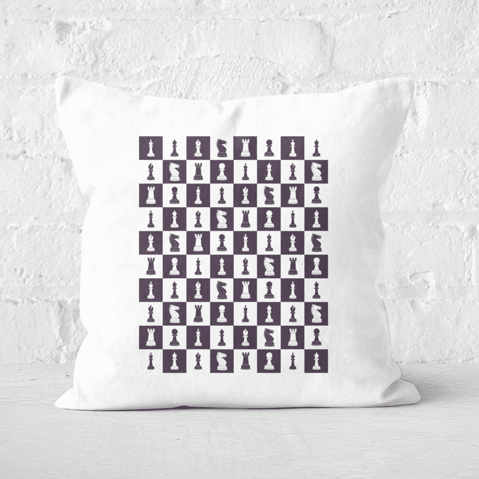 Chess Board Repeat Pattern Monochrome Square Cushion