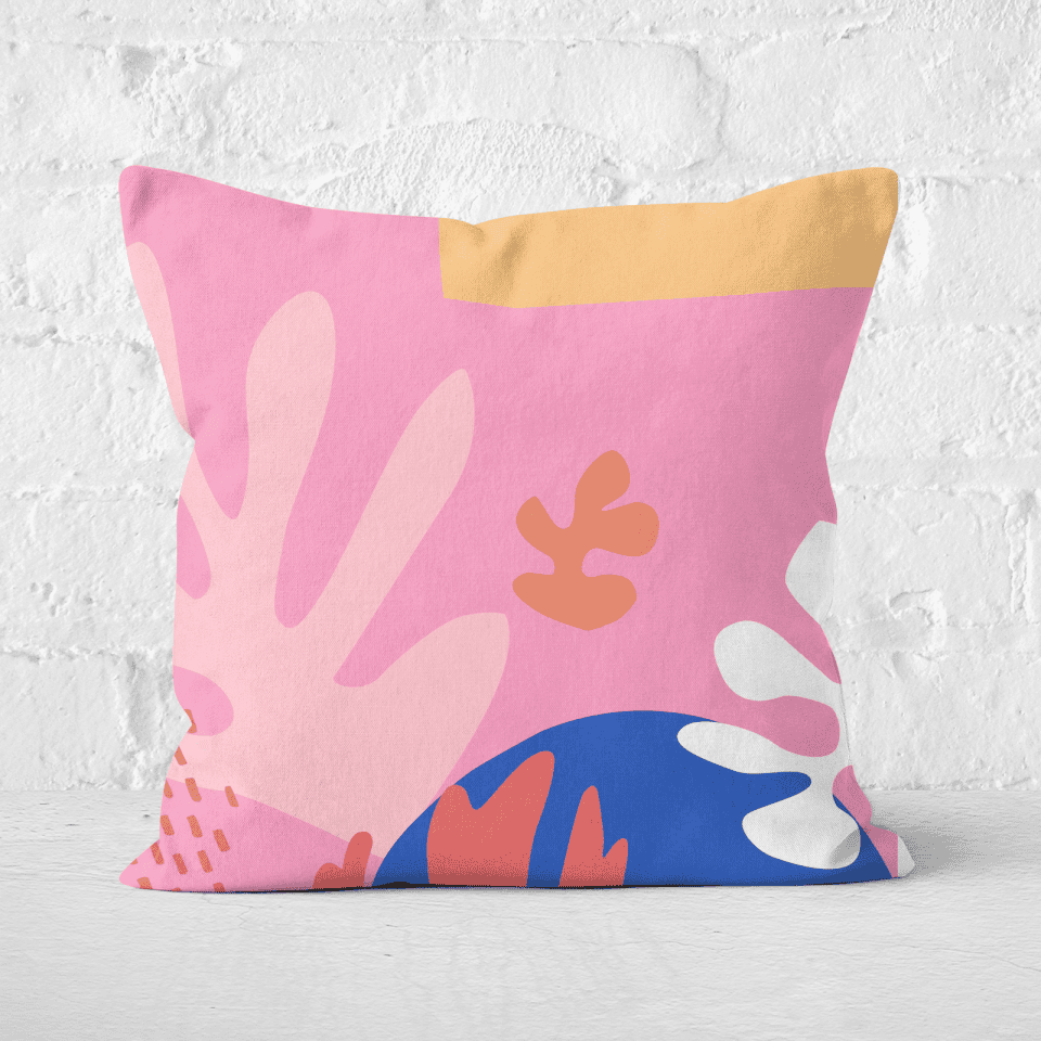 Pressed Flowers Colourful Abstract Square Cushion