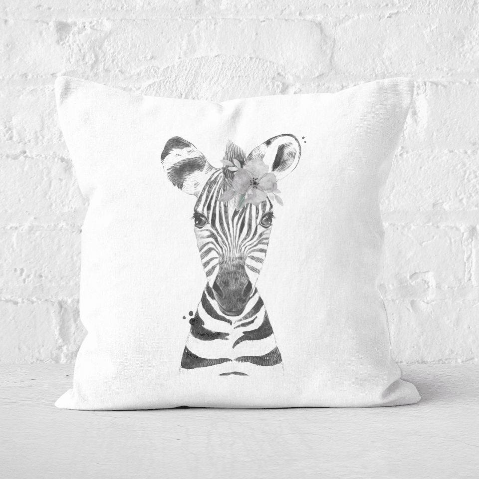 Pressed Flowers Floral Zebra Square Cushion