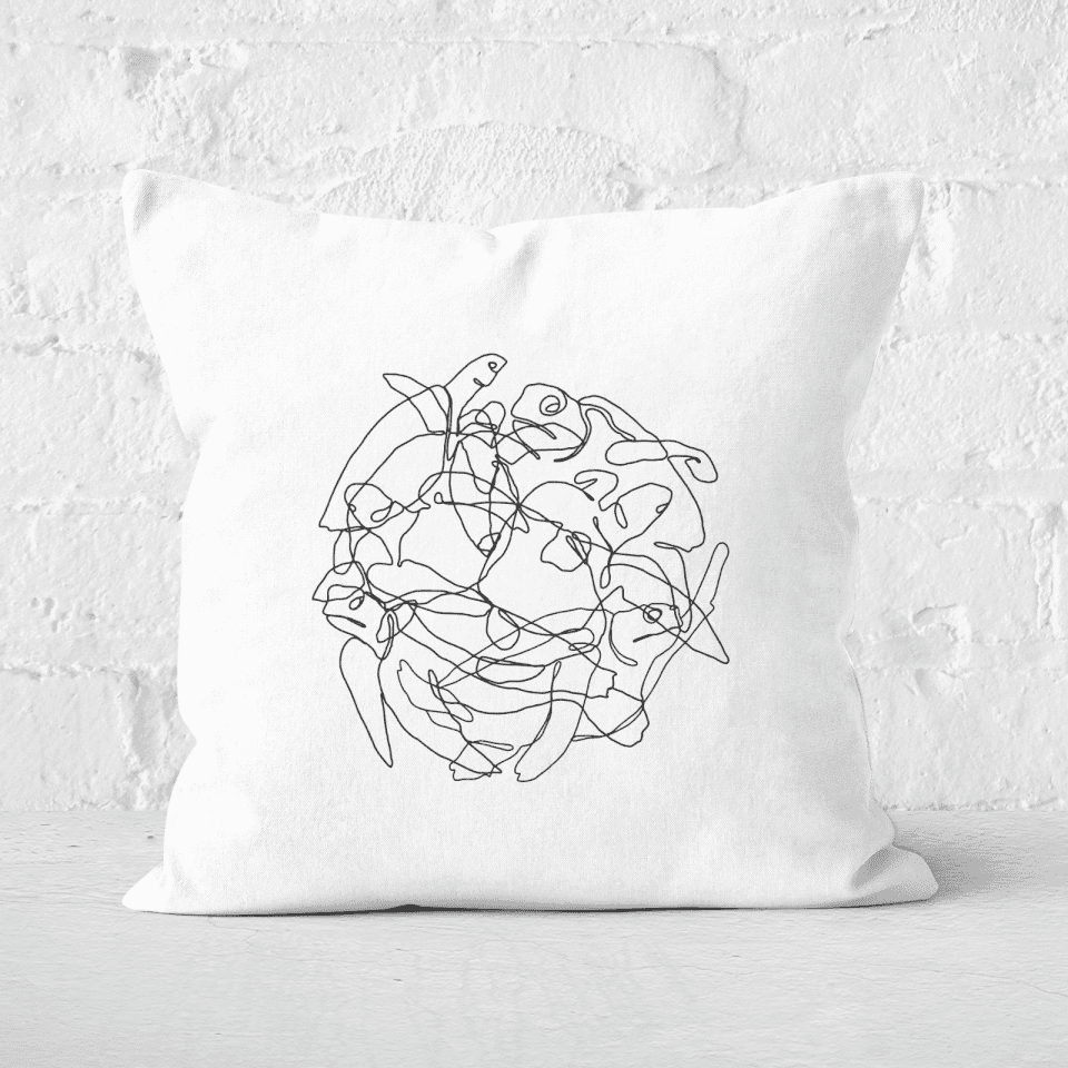 Pressed Flowers Turtle Scribbles Square Cushion
