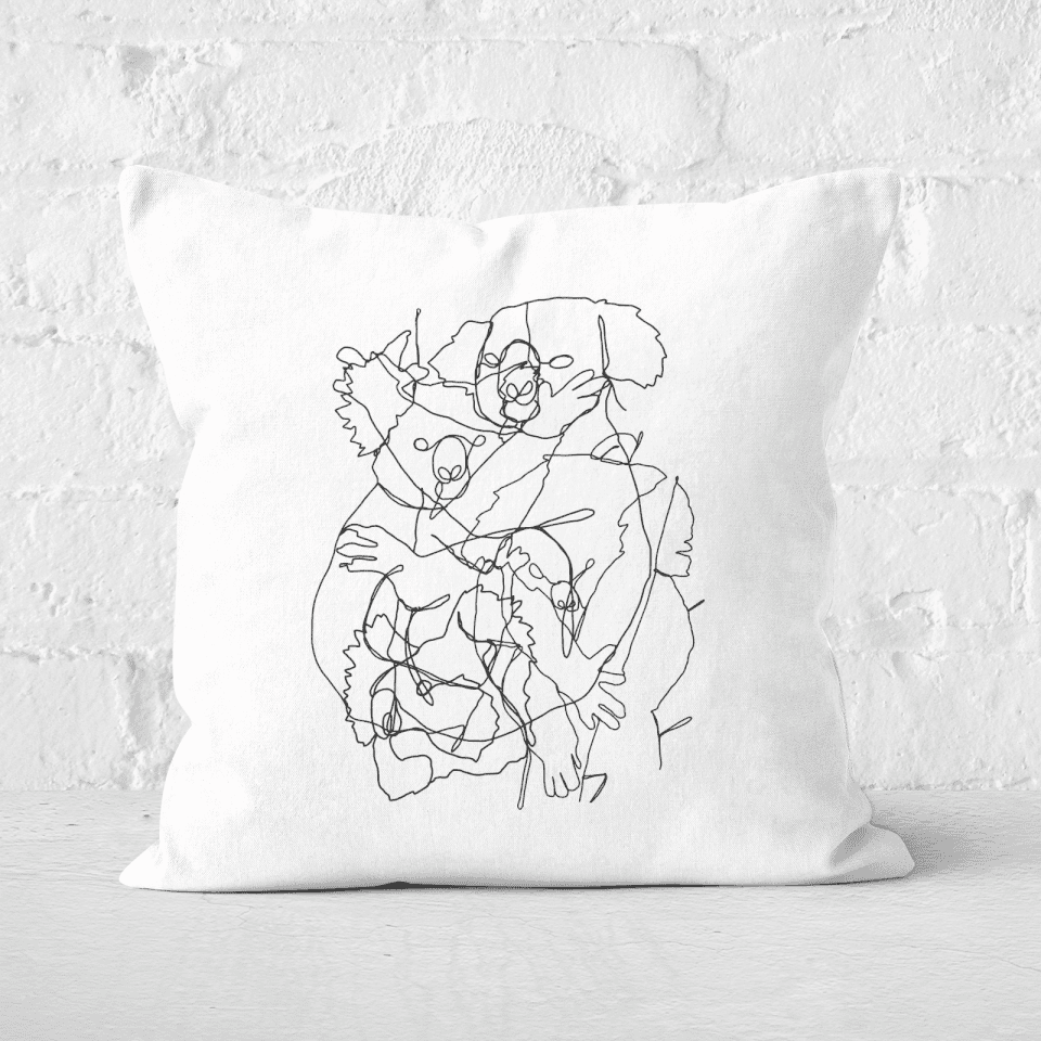 Pressed Flowers Koala Scribbles Square Cushion