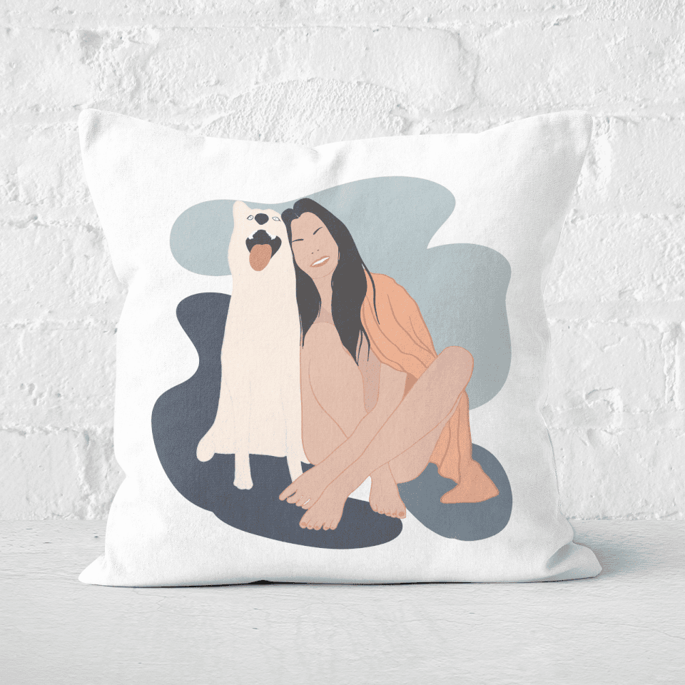 Pressed Flowers Smiles With The Pup Square Cushion