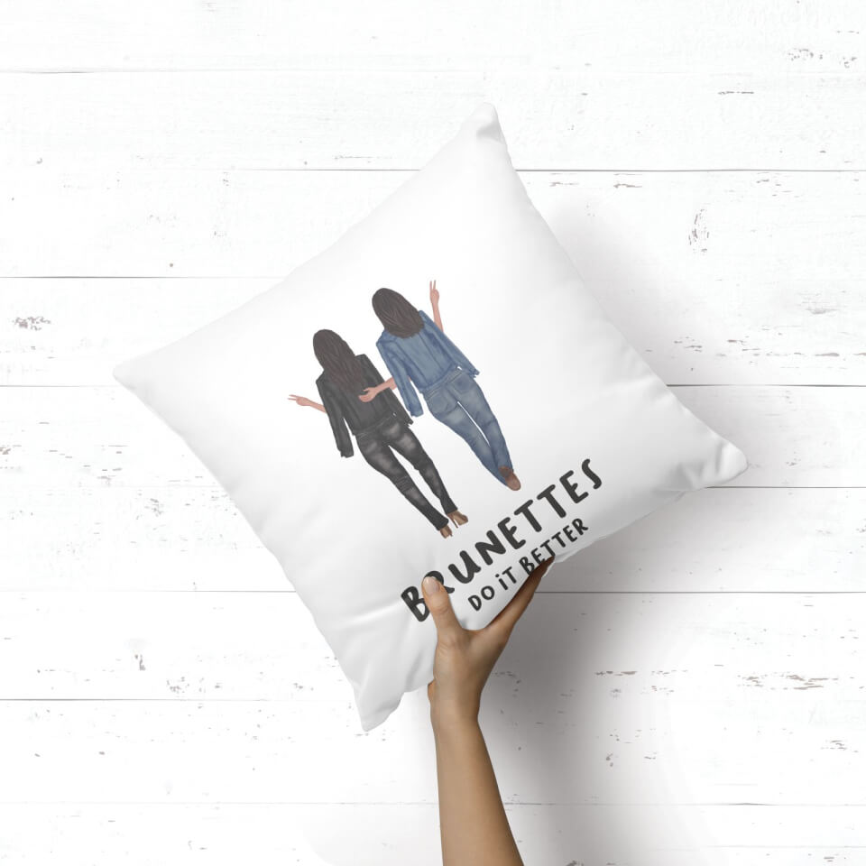 Pressed Flowers Brunettes Do It Better Square Cushion 1