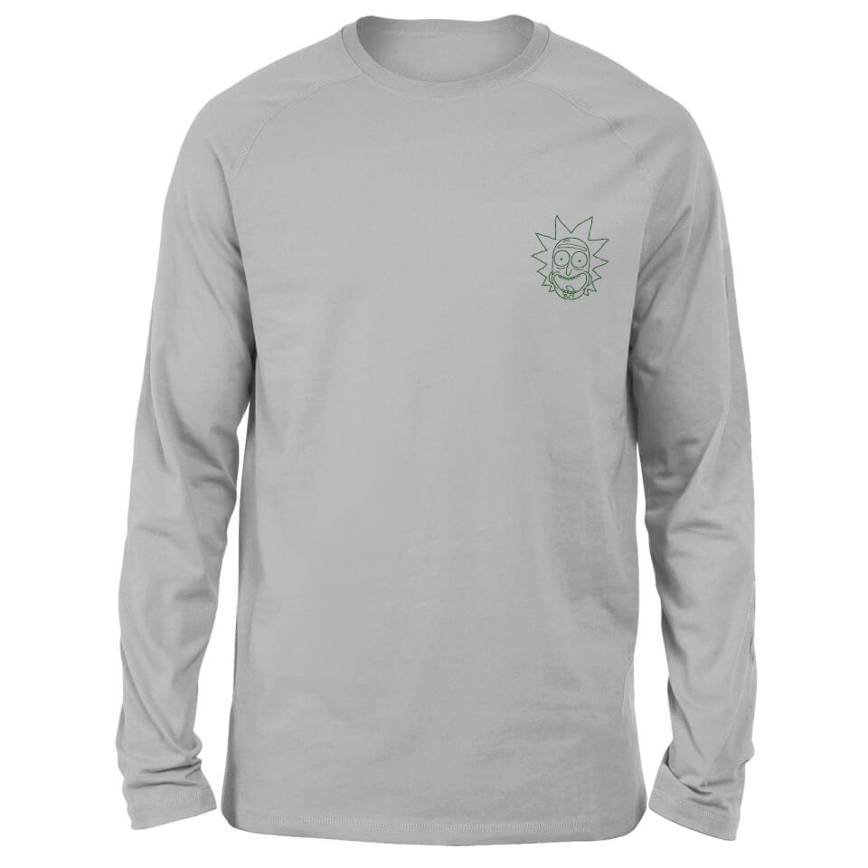 Rick and Morty Rick Embroidered Unisex Long Sleeved T-Shirt - Grey