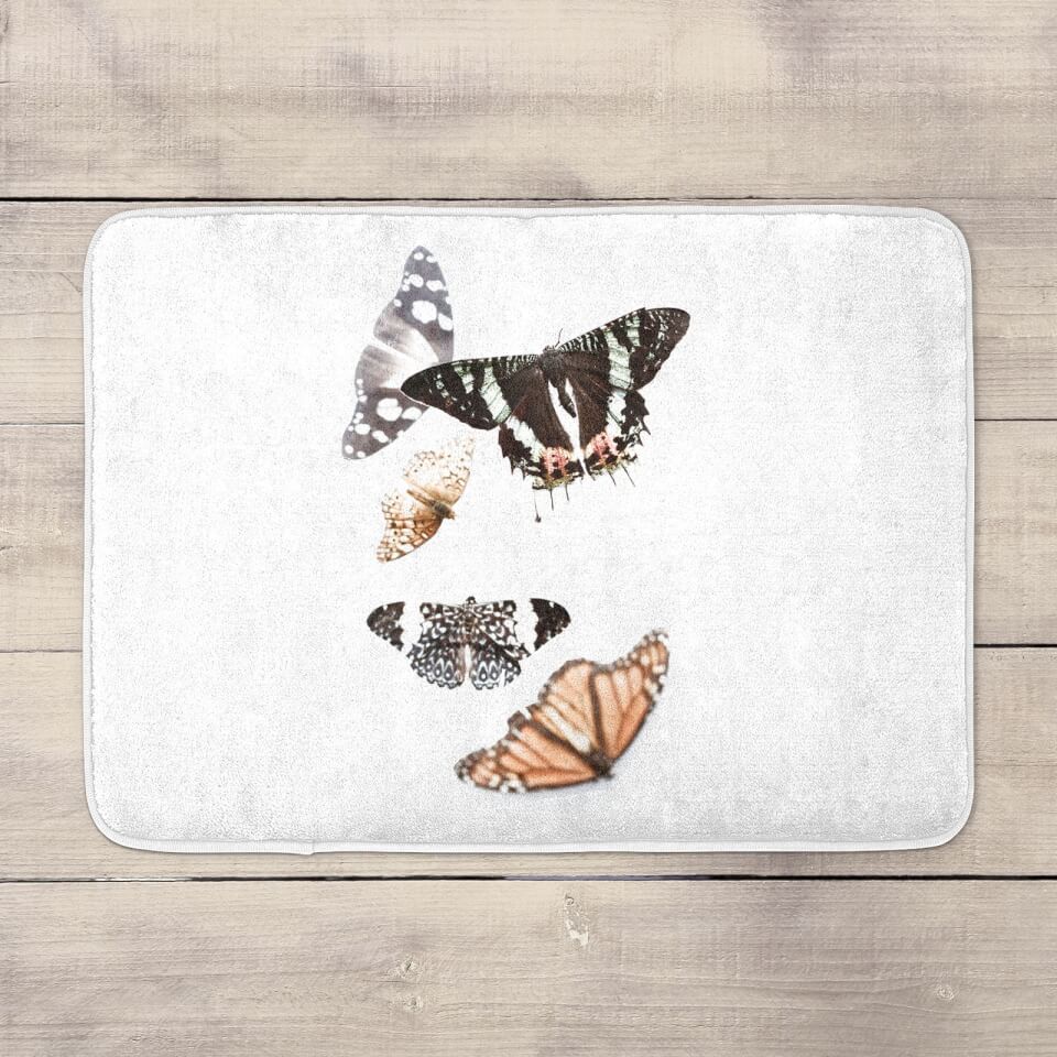 Isolated Butterflies Bath Mat