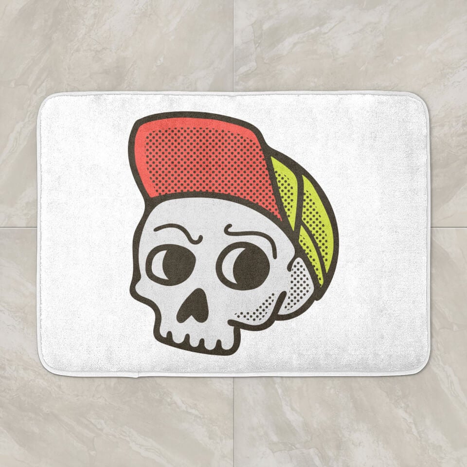 Baseball Cap Skull Bath Mat