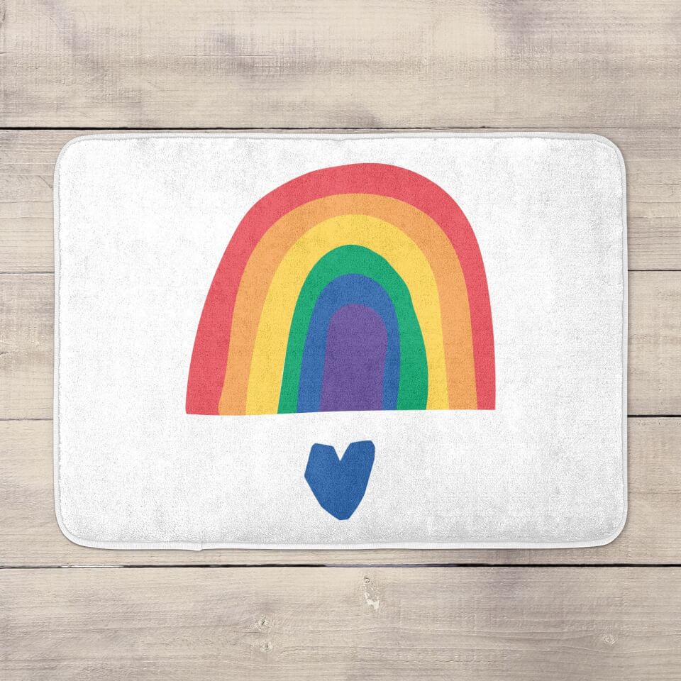 Rainbow And Heart Bath Mat