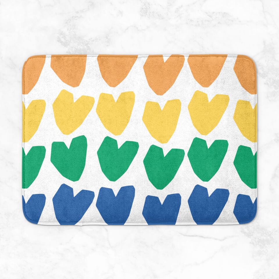 Rainbow Hearts Bath Mat