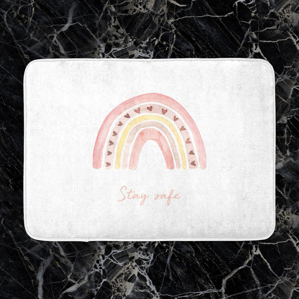 Stay Safe Pink Heart Bath Mat