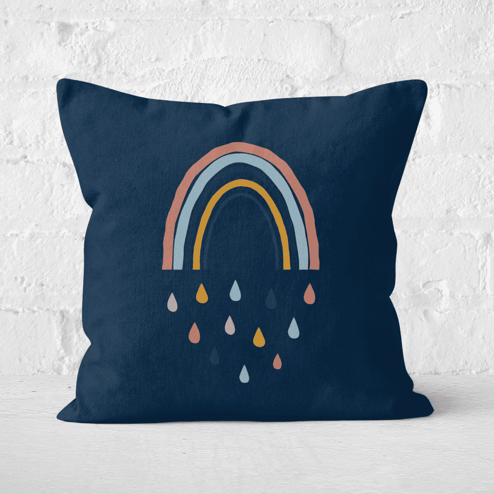 Rainbow And Rain Fall Square Cushion