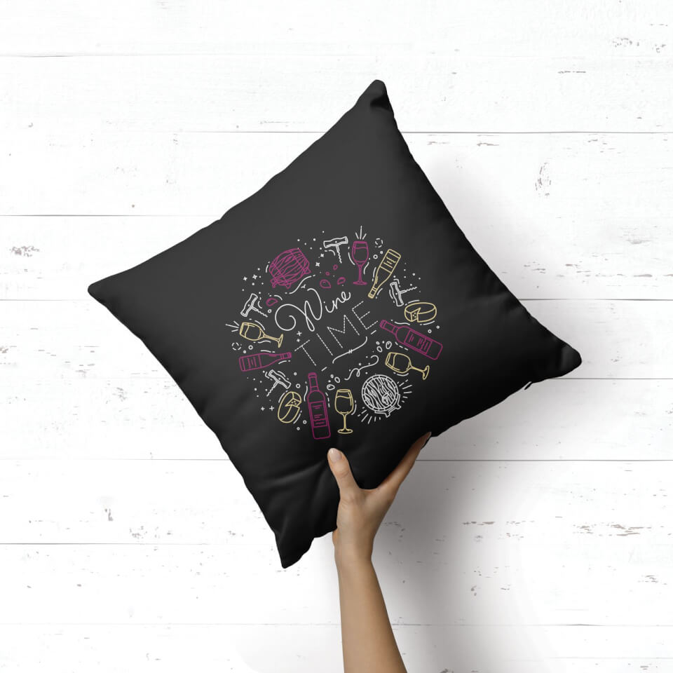 Wine Time Square Cushion 1