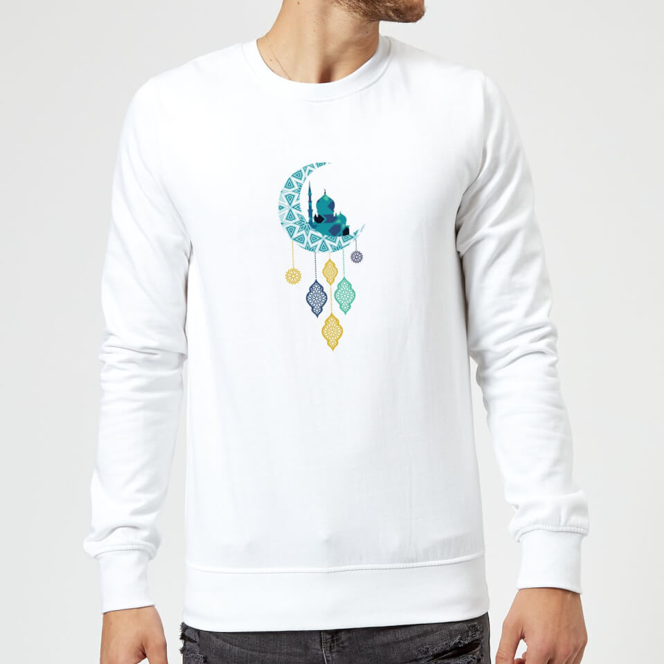 Eid Mubarak Moon Charm Sweatshirt - White