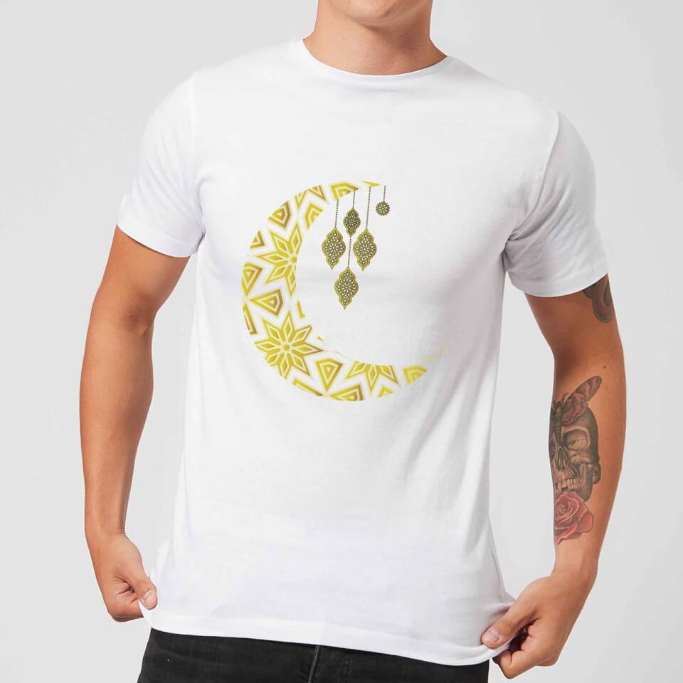Eid Mubarak Pattern Moon Men's T-Shirt - White