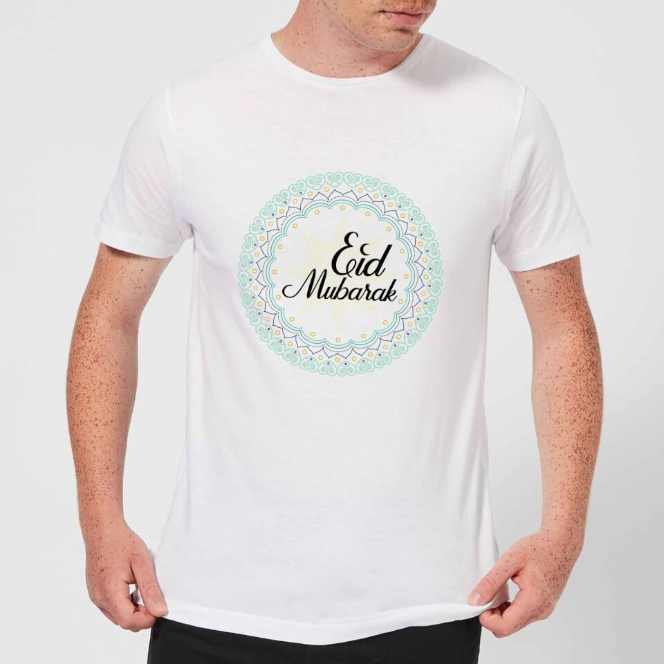 Eid Mubarak Light Tone Mandala Men's T-Shirt - White