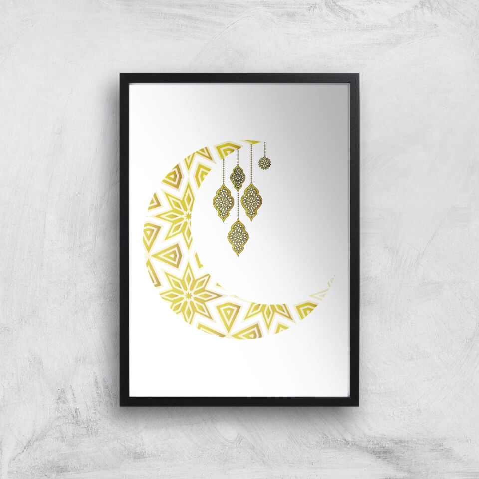 Eid Mubarak Pattern Moon And Lamps Giclee Art Print
